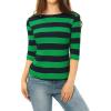 imageAllegra K Womens Striped Top Round Neck Tops Casual Long Sleeve ShirtDark Green