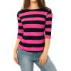 imageAllegra K Womens Striped Top Round Neck Tops Casual Long Sleeve ShirtFuchsia Black