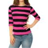 imageAllegra K Womens Striped Top Round Neck Tops Casual Long Sleeve ShirtFuchsia Black