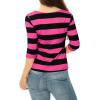imageAllegra K Womens Striped Top Round Neck Tops Casual Long Sleeve ShirtFuchsia Black