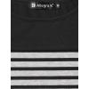 imageAllegra K Womens Striped Top Round Neck Tops Casual Long Sleeve ShirtGray