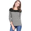 imageAllegra K Womens Striped Top Round Neck Tops Casual Long Sleeve ShirtGray