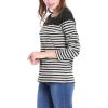 imageAllegra K Womens Striped Top Round Neck Tops Casual Long Sleeve ShirtGray