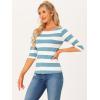 imageAllegra K Womens Striped Top Round Neck Tops Casual Long Sleeve ShirtGray Blue White