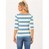 imageAllegra K Womens Striped Top Round Neck Tops Casual Long Sleeve ShirtGray Blue White