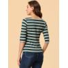 imageAllegra K Womens Striped Top Round Neck Tops Casual Long Sleeve ShirtGreen Gray
