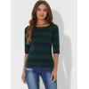 imageAllegra K Womens Striped Top Round Neck Tops Casual Long Sleeve ShirtGreen Navy