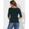 imageAllegra K Womens Striped Top Round Neck Tops Casual Long Sleeve ShirtGreen Navy