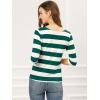 imageAllegra K Womens Striped Top Round Neck Tops Casual Long Sleeve ShirtGreen White