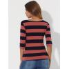 imageAllegra K Womens Striped Top Round Neck Tops Casual Long Sleeve ShirtHot Pink Navy