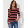imageAllegra K Womens Striped Top Round Neck Tops Casual Long Sleeve ShirtHot Pink Navy