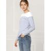 imageAllegra K Womens Striped Top Round Neck Tops Casual Long Sleeve ShirtLight Blue