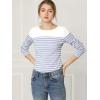 imageAllegra K Womens Striped Top Round Neck Tops Casual Long Sleeve ShirtLight Blue