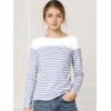 imageAllegra K Womens Striped Top Round Neck Tops Casual Long Sleeve ShirtLight Blue