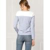 imageAllegra K Womens Striped Top Round Neck Tops Casual Long Sleeve ShirtLight Blue