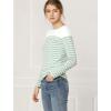imageAllegra K Womens Striped Top Round Neck Tops Casual Long Sleeve ShirtLight Green