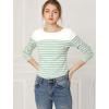 imageAllegra K Womens Striped Top Round Neck Tops Casual Long Sleeve ShirtLight Green
