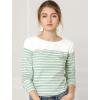 imageAllegra K Womens Striped Top Round Neck Tops Casual Long Sleeve ShirtLight Green