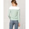 imageAllegra K Womens Striped Top Round Neck Tops Casual Long Sleeve ShirtLight Green