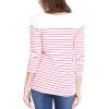 imageAllegra K Womens Striped Top Round Neck Tops Casual Long Sleeve ShirtLight Pink
