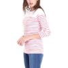 imageAllegra K Womens Striped Top Round Neck Tops Casual Long Sleeve ShirtLight Pink