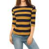 imageAllegra K Womens Striped Top Round Neck Tops Casual Long Sleeve ShirtMustard Navy