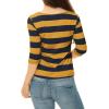 imageAllegra K Womens Striped Top Round Neck Tops Casual Long Sleeve ShirtMustard Navy
