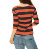 imageAllegra K Womens Striped Top Round Neck Tops Casual Long Sleeve ShirtOrange Navy