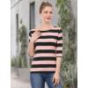 imageAllegra K Womens Striped Top Round Neck Tops Casual Long Sleeve ShirtPink Black