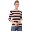 imageAllegra K Womens Striped Top Round Neck Tops Casual Long Sleeve ShirtPink Black
