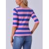 imageAllegra K Womens Striped Top Round Neck Tops Casual Long Sleeve ShirtPink Blue