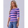 imageAllegra K Womens Striped Top Round Neck Tops Casual Long Sleeve ShirtPink Blue