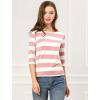 imageAllegra K Womens Striped Top Round Neck Tops Casual Long Sleeve ShirtPink White
