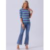 imageAllegra K Womens Striped Top Round Neck Tops Casual Long Sleeve ShirtPurple Green