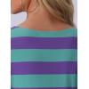 imageAllegra K Womens Striped Top Round Neck Tops Casual Long Sleeve ShirtPurple Green