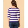 imageAllegra K Womens Striped Top Round Neck Tops Casual Long Sleeve ShirtPurple White