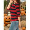imageAllegra K Womens Striped Top Round Neck Tops Casual Long Sleeve ShirtRed Blue