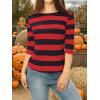 imageAllegra K Womens Striped Top Round Neck Tops Casual Long Sleeve ShirtRed Blue