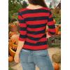 imageAllegra K Womens Striped Top Round Neck Tops Casual Long Sleeve ShirtRed Blue