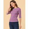 imageAllegra K Womens Striped Top Round Neck Tops Casual Long Sleeve ShirtRose Red