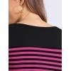 imageAllegra K Womens Striped Top Round Neck Tops Casual Long Sleeve ShirtRose Red Black