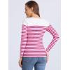 imageAllegra K Womens Striped Top Round Neck Tops Casual Long Sleeve ShirtRose Red White