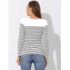 imageAllegra K Womens Striped Top Round Neck Tops Casual Long Sleeve ShirtWhite Gray