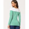 imageAllegra K Womens Striped Top Round Neck Tops Casual Long Sleeve ShirtWhite Green