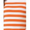 imageAllegra K Womens Striped Top Round Neck Tops Casual Long Sleeve ShirtWhite Orange