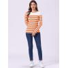 imageAllegra K Womens Striped Top Round Neck Tops Casual Long Sleeve ShirtWhite Orange