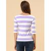 imageAllegra K Womens Striped Top Round Neck Tops Casual Long Sleeve ShirtWhite Purple