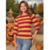 imageAllegra K Womens Striped Top Round Neck Tops Casual Long Sleeve ShirtYellow Red