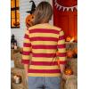 imageAllegra K Womens Striped Top Round Neck Tops Casual Long Sleeve ShirtYellow Red