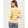 imageAllegra K Womens Striped Top Round Neck Tops Casual Long Sleeve ShirtYellow White